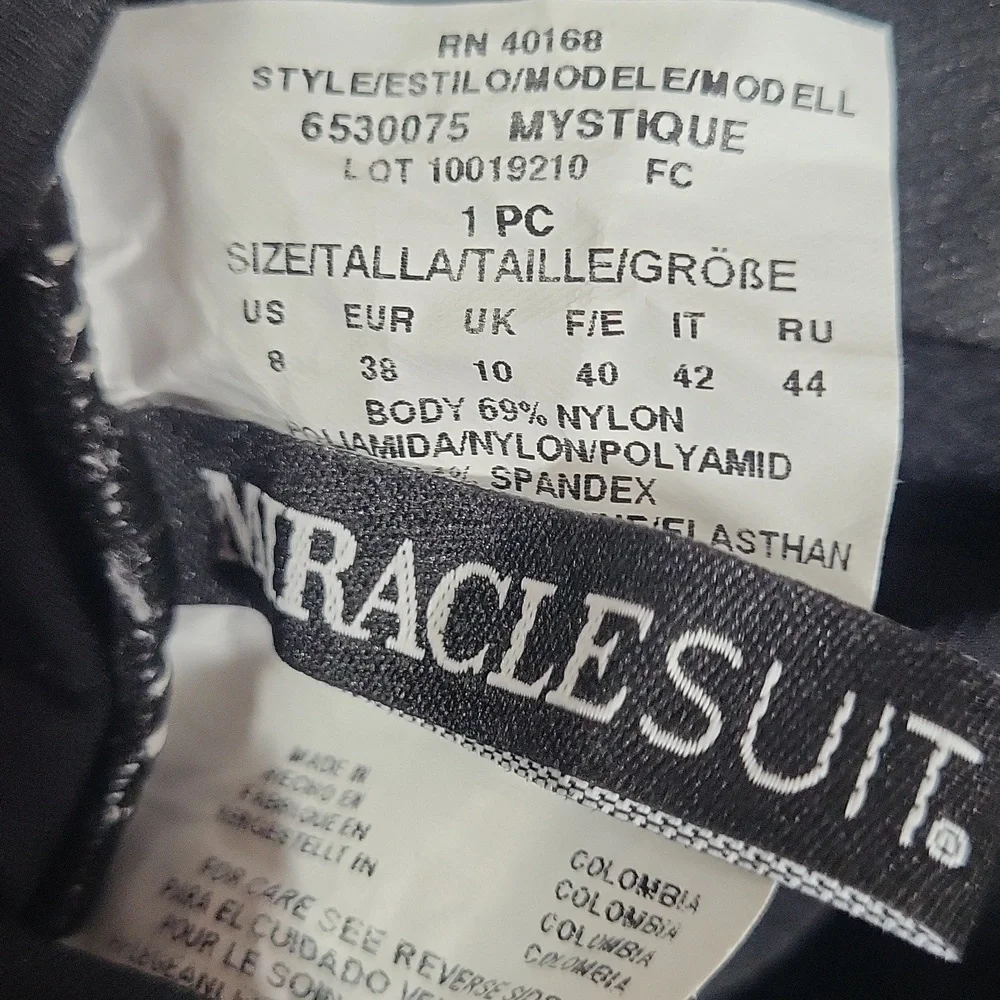 Miraclesuit Classic Black One-Piece Mystique 8 NWT cross over waist